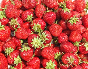 Still life, the white platter  filled with strawberry