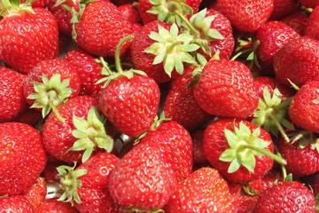 Still life, the white platter  filled with strawberry
