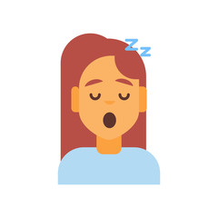 Profile Icon Female Emotion Avatar, Woman Cartoon Portrait Sleeping Face Vector Illustration