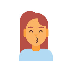 Profile Icon Female Emotion Avatar, Woman Cartoon Portrait Happy Smiling Face Blowing Kiss Vector Illustration
