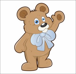Cartoon bear shows paw