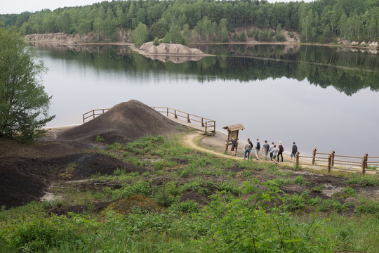 A Grpup Of People Visits Geopark Called Łuk Mużakowa In Poland 