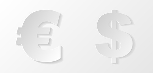 Dollar and euro  - 3d icons, Vector.