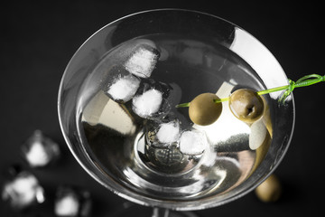 Martini cocktail on dark