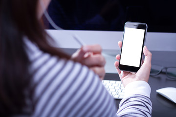 Woman using smart phone calling