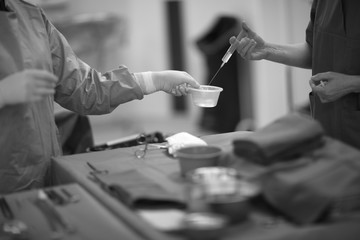 A team of doctors at work in the operating room