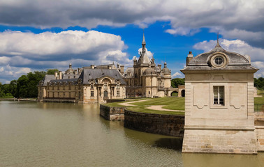The castle of Chantilly is historical and architectural monument, France.