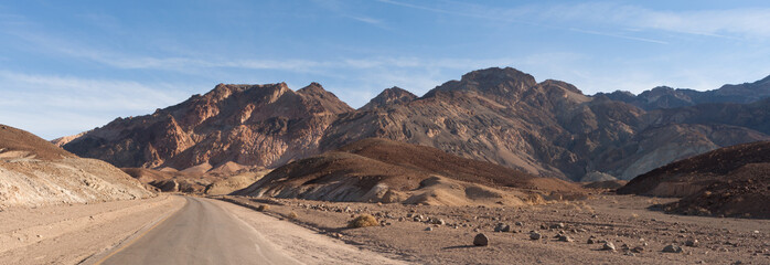 Panoramic View Open Road Death Valley National Park Highway