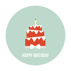 Birthday cake illustration with type on a circle background