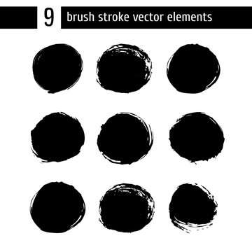 Hand drawn ink and bruch circle vector collection. Cute background and texture set.