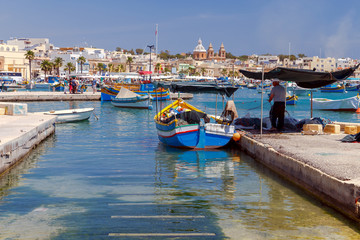 Malta. Marsaxlokk. Traditional fishing boats.