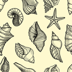 sea shells seamless background