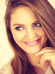 Naklejka premium Portrait of happy, positive attractive woman