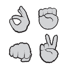 Hand Gestures Set People Emotion Icon Collection Vector Illustration
