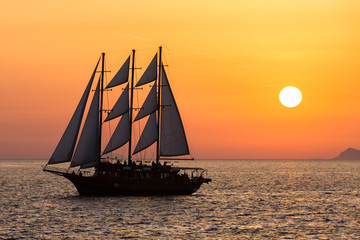 sailing boat at sunset