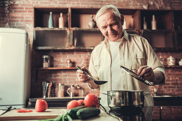 Old man in kitchen