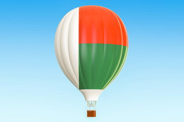 Hot air balloon with Madagascar flag, 3D rendering