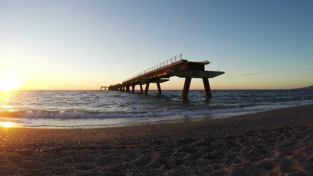 Old Wharf, Pier, South Italy, Lamezia Terme, Ruins, Time Lapse 4k
