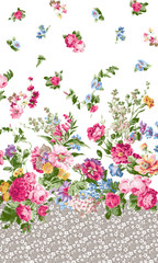 Flowers on the border textile pattern 