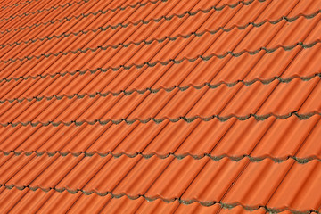 Red brown ceramic roof tiles pattern background