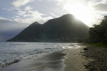 Sunset above La Diamond beach, Martinique Island, Lesser Antilles
