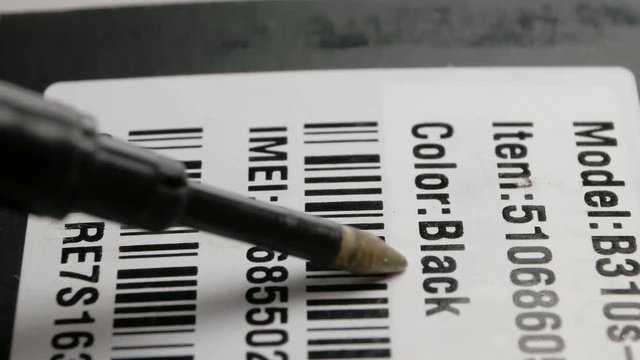 Close up of a standard barcode label
