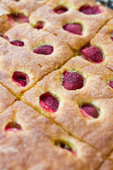 sliced strawberry cake