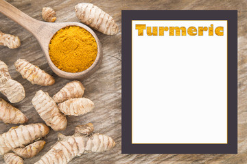 Roots and turmeric powder (Curcuma longa)