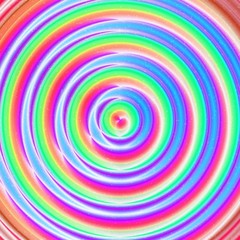 Trance hypnotic circle in psychedelic neon colors, concentric circles, shiny colors