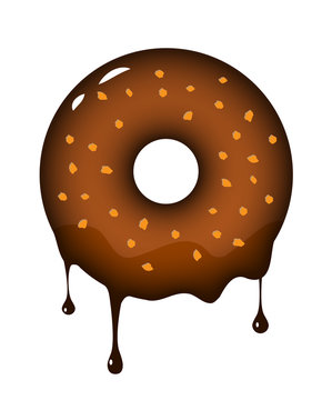 chocolate glazed donut dripping isolated clip art preview