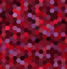 Red seamless abstract mosaic background. Hexagons geometric background. Design elements. Vector illustration
