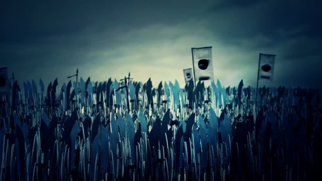 Ancient Japanese Army Marching to Battle