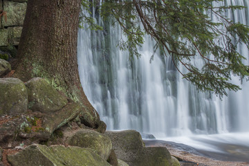 Obrazy  Wodospad w górskim lesie