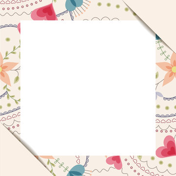 White paper sheet in floral frame