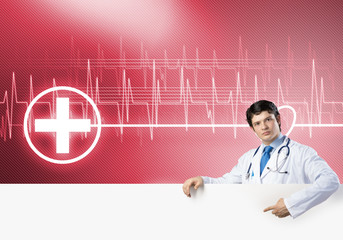 Doctor with banner