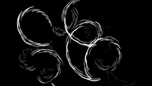 4k abstract white circles storm material background,rotation dust lines cyclones particle,cartoon wind weather backdrop.