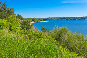 City Park on the river "Berd spit". The view from the coast on the river Berd