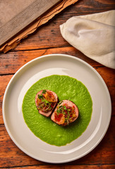Roasted Pork with Green Pea Puree