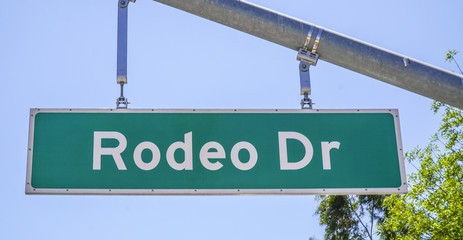 Rodeo Drive street sign in Beverly Hills - LOS ANGELES - CALIFORNIA - APRIL 20, 2017