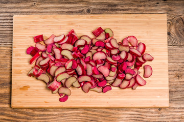 Cubed or chopped pieces of rhubarb