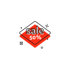 Promo banner geometric vector bubbles. Special offer sale red tag isolated vector trendy flat style. Discount offer price label, symbol for advertising campaign in retail, sale promo marketing.