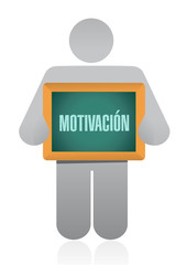 Motivation avatar sign in Spanish concept