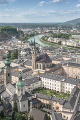 Naklejka premium Beautiful old City from aerial view - Salzburg, Austria
