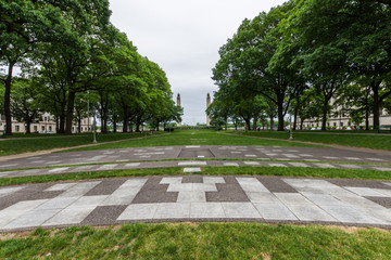 Obraz premium Soilders and Sailors memorial next to the Capitol building area in Downtown Harrisburg, pennsylvania