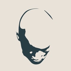Face front view. Elegant silhouette of a female head. Vector Illustration. Monochrome gamma.