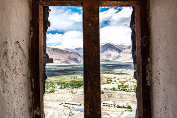 Landscape of Leh, Ladakh, North of India View from window