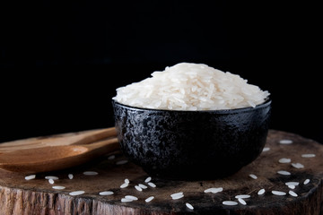 White rice in a cup the staple food of Asians