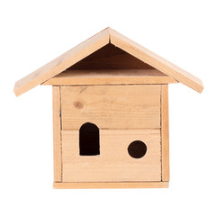 Wooden Bird House Isolated on White background