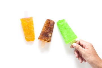 Home made ice cream on white background.