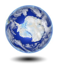 Antarctica on hovering globe